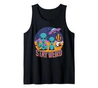 Stay Weird Alien UFO Spazio Retro Sci-Fi Geek Regalo Canotta