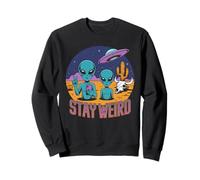Stay Weird Alien UFO Spazio Retro Sci-Fi Geek Regalo Felpa