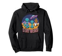 Stay Weird Alien UFO Spazio Retro Sci-Fi Geek Regalo Felpa con Cappuccio
