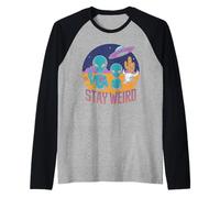 Stay Weird Alien UFO Spazio Retro Sci-Fi Geek Regalo Maglia con Maniche Raglan