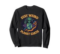 Stay Weird Planet Earth - Cool Retro Alien per Gli Amanti dello Spazio Felpa