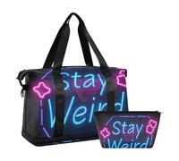 Stay Weird Style - Borsone da viaggio con tracolla regolabile per allenamento, set da 2 pezzi, Stay Strano stile, 1 size