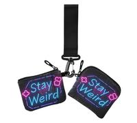 Stay Weird Style - Portamonete doppio porta carte di credito, formato compatto, con portachiavi, per donna, confezione da 2, Stay Strano stile, 1 size, Casual