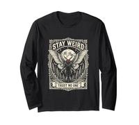 Stay Weird Trust No One Cryptid Mothman Escursionismo Halloween Maglia a Manica