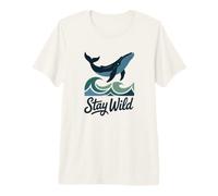 Stay Wild Cute Blue Whale Amante Ocean Marine Life Waves Maglietta Premium