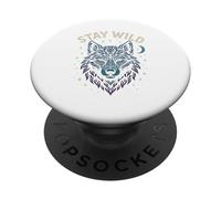 Stay Wild Geometria di un lupo artistico PopSockets PopGrip Adesivo