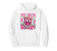 Stay Wild Leopardo Rosa Tropicale Animale Floreale Safari Giungla Felpa con Cappuccio