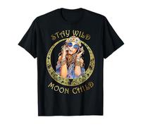 Stay Wild Moon Bambino Hippie Crescent Moon Pace Amore Hippie Maglietta