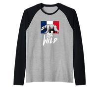 Stay Wild with Wild Bear & France Flag, French Bear Graphic Maglia con Maniche Raglan