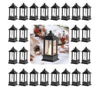 Staymoment Mini lanterna LED per esterni: set da 24 pezzi, 9 cm, super piccola, nera, decorazione con candela LED per matrimonio, festa, Ramadan, balcone, decorazione per giardino da appendere