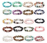 Staza, 20 braccialetti elasticizzati con cristalli e pietre preziose naturali, per reiki, yoga, ansia