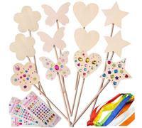StaZamor 12 bacchette magiche per bambini, kit per creare bacchette fai da te, in legno non finite per bomboniere fatate, forniture fai da te artigianali per principesse