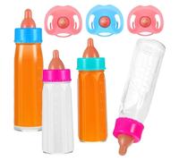 StaZamor 7 Pezzi/Set biberon per Bambole con Latte e Succo Che scompaiono, 4 biberon Giocattolo + 3 Accessori per Bambole con Ciuccio, Set di Simulazione per l'alimentazione dei Bambini