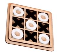 StaZamor Mini Set da Gioco di Tris in Legno, Gioco da Tavolo Tic Tac Toe in Bianco e Nero per Bambini, Tavolo da Viaggio per Famiglie, rompicapo educativo