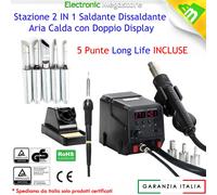 STAZIONE 878D ARIA CALDA SALDATORE SALDANTE MICRO PUNTA 60W 5 PUNTE INCLUSE