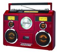 Stazione audio portatile stereo Boombox con Bluetooth/CD/AM-FM Radio/registratore a cassette (colore rosso)