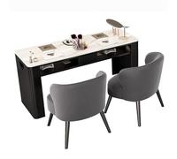 Stazione da tavolo per manicure professionale con collettore, salone di bellezza con struttura in metallo resistente con piano in marmo, lavoro di pormanicure, salone di bellezza, al160cm