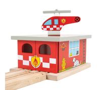 Stazione dei pompieri in legno con eliporto Bigjigs Rail