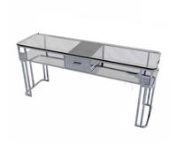 Stazione del tavolo della manicure, nail art professionale con la parte superiore di vetro, vanità elegante del trucco (120X40X79cm)