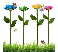 Stazione di Abbeveraggio per da Giardino,4 Pali Metallici Colorati a Forma di da Giardino,Vasca per e Farfalle | per sul Retro Patio Prato Sentiero Vasi da Fiori e