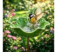 Stazione Di Abbeverata Per Api in Metallo A Forma Di Fiore Multicolore Per Farfalle E Uccelli Con Palo A Piantana Alimentatore Da Giardino Per Api E Farfalle Per Balcone E Terrazza (Verde)