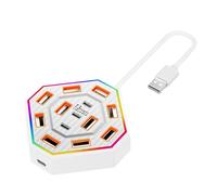 Stazione di accoppiamento per portatile,Stazione di accoppiamento 13 porte USB | Elettronici con Luce RGB per Casa Scuola Residenza Università Biblioteca