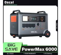 Stazione di alimentazione robusta Oscal PowerMax6000 da 6000 W, batteria LiFePO4 da 3600 Wh a 57600 Wh, 14 prese, uscita doppia tensione 120 V/240 V