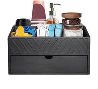 Stazione di caffè da bancone - Cassetto in legno per stazione di tè | Organizzatore in legno di grande capacità a 5 compartmenti con cassetto per tavolo ristorante Dormitory sala da pranzo luogo di