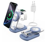 Stazione di carico wireless magnetico 3 in 1 per dispositivi Apple, veloce e pieghevole per il viaggio, con luce notturna per 16,15,14,13,12 Apple Watch, Bu