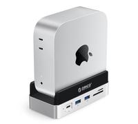 Stazione di Docking e Supporto ORICO MiniDock per Mac Mini M4/M4 Pro con Custodia SSD NVMe, Hub M4 con HDMI 4K DisplayPort, Lettore di Schede SD/TF 3.0, USB C/A 10Gbps, PD 100W-VS10