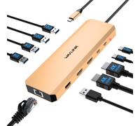 Stazione di docking per laptop, WAVLINK 10G USB Hub con doppio HDMI, ingresso PD 100W, USB3.2, USB3.0, USB2.0, Ethernet Gigabit per Dell/HP/Lenovo ecc, solo per computer con sistema operativo Windows
