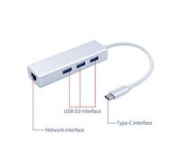 Stazione di Docking USB3.0 Type C A 3 Porte Hub con Adattatore di Rete Ethernet RJ45 100Mbps Convertitore LAN RTL8152B