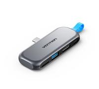 Stazione di docking Vention - Docking wireless con connettore USB-C maschio - Power Delivery da 100 W - HDMI 4K - USB-C - USB-A - Slot per scheda TF - Grigio