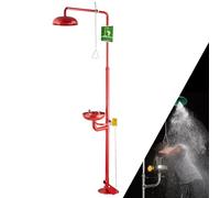 Stazione di emergenza per il lavaggio degli occhi - doccia combinata, collirio in acciaio inox con pedale - ideale per fabbriche e laboratori all'aperto