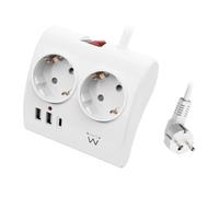 Stazione di energia Ewent EW3871 2 prese Schuko 2 USB-A 1 USB-C 1,5m Bianco interruttore