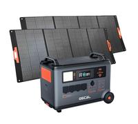 Stazione di energia portatile OSCAL PM3600+2*PM400, Batteria di riserva domestica LFP 3600Wh, Carica completa 1.2H, Generatore solare per campeggio, camper, con 2 pannelli solari 400W