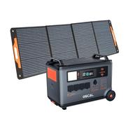Stazione di energia portatile OSCAL PM3600+PM200, Batteria di riserva domestica LFP 3600Wh, Carica completa 1.2H, Generatore solare per campeggio, camper, con pannello solare 200W