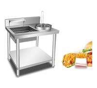 Stazione di impanatura di pollo fritto - Tavolo per la preparazione di alimenti efficienti per snack bar, caffetterie e servizi alimentari