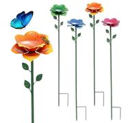 Stazione di irrigazione per api, ciotola a forma di fiori, mangiatoia per api in 4 pezzi con struttura resistente alle intemperie, accessorio per insetti da giardino, decorazione esterna con base
