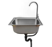 Stazione di lavaggio a mano for lavanderia in acciaio inossidabile con tubo flessibile, lavabo for a for preparazione e utilità(38x32.5x18.5cm)