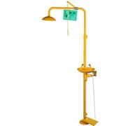 Stazione di Lavaggio degli Occhi combinati, Lavatrice per Doccia emergey con Pedale, velocità di Flusso Regolabile per Doccia per Occhio, Kit di risciacquo per Esterno, Giallo
