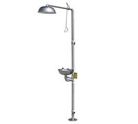 Stazione di lavaggio oculare per doccia, Stazione di lavaggio oculare e doccia emergenza in acciaio inossidabile 304 con doppio ugello attacco for lavello