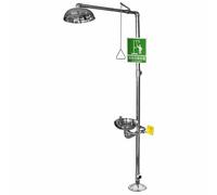 Stazione di lavaggio oculare per doccia, Stazione doccia lavaocchi di emergenza in acciaio inossidabile 304 con pedale a spinta manuale(Single Inlet)