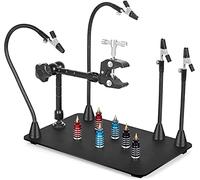 Stazione di lavoro magnetica per saldare a terza mano, piastra di base extra grande e resistente, bracci flessibili, supporto per pistola ad aria calda 360 (mano d'aiuto con mano magica) (mano che