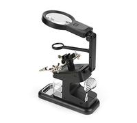 Stazione di lavoro multifunzione con saldatore elettrico USB con lente d'ingrandimento Clip per lavagna luminosa a LED 3X / 4,5X / 25X con morsetto e clip in metallo a coccodrillo (nero)(Nero)