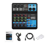 Stazione di missaggio audio, piccolo mixer per console audio a 5 canali, connessione Bluetooth USB, scheda audio dal vivo per registrazione DJ e editing in studio