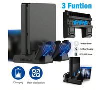 Stazione di raffreddamento per Playstation 4, adatto per Playstation 4/ Slim/ Pro, con due porte per controller, caricatore, indicatore LED, dock con porta USB per ricarica veloce e 10 slot per giochi