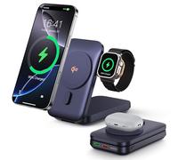 Stazione di ricarica 3 in 1 con power bank da 10000 mAh, stazione di ricarica induttiva, caricatore wireless portatile per iPhone 16/15/14/13/12, iWatch Ultra 2/1, S10/9/8/7/6/5/4/3,SE (Blu)