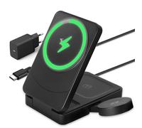 Stazione di ricarica 3 in 1 per caricabatterie Mag-Safe, certificata Qi2 da 15 W, senza fili per Phone 16/15, Watch, con alimentatore di rete e cavo USB PD da 20 W