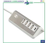 Stazione Di Ricarica 4 Porte USB 4.3A + 1 USB-C Da 20W